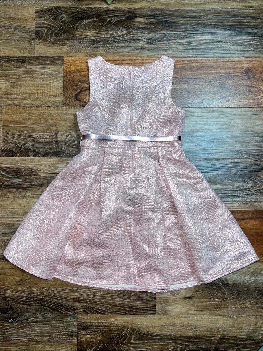 The Children's Place Rose Gold Metallic Woven Jacquard Dress, Size 6X/7